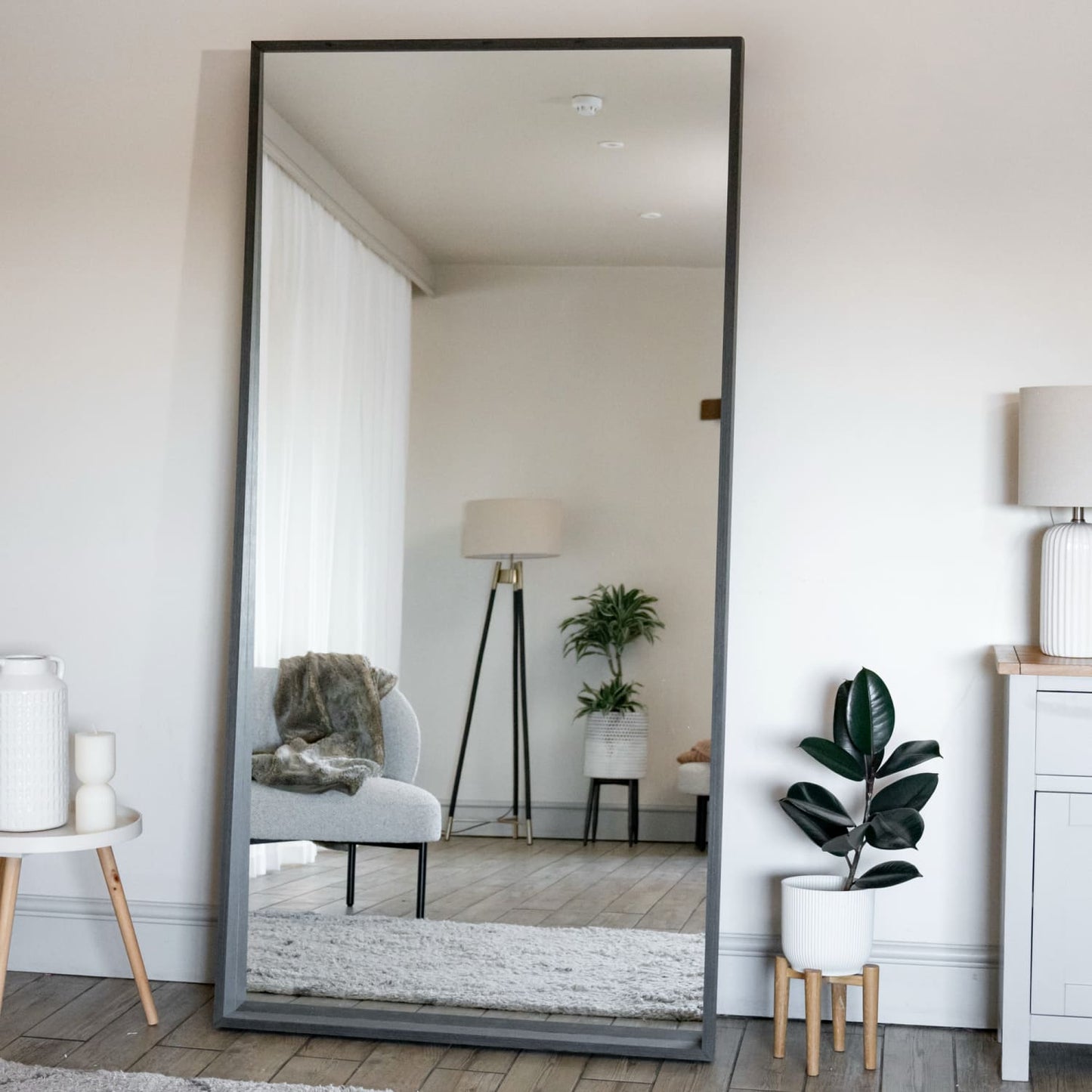 Hanaka - Full Length Black Oak Rectangle Mirror - 200cm x 100cm