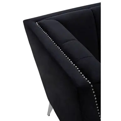 Hansa Black Velvet Chair with Chrome Metal Legs