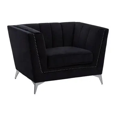 Hansa Black Velvet Chair with Chrome Metal Legs