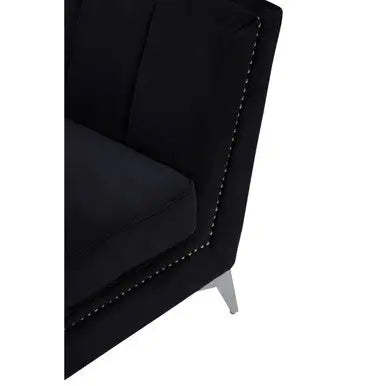 Hansa Black Velvet Chair with Chrome Metal Legs