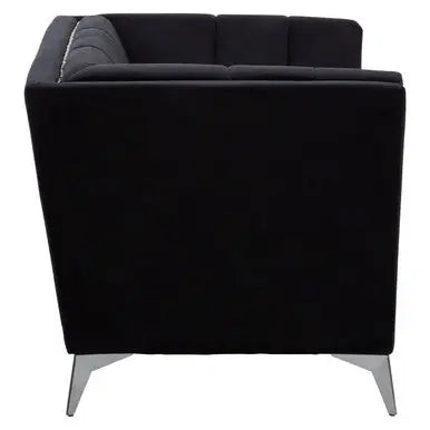 Hansa Black Velvet Chair with Chrome Metal Legs