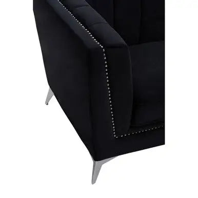 Hansa Black Velvet Chair with Chrome Metal Legs