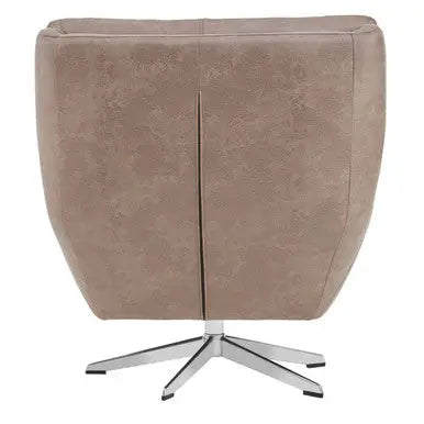 Harold Brown Leather Effect Button Tufted Swivel Chair