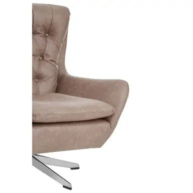 Harold Brown Leather Effect Button Tufted Swivel Chair