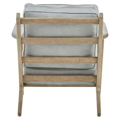 Harry Grey Linen and Dark Oak Wood Armchair