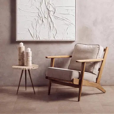 Harry Grey Linen and Dark Oak Wood Armchair