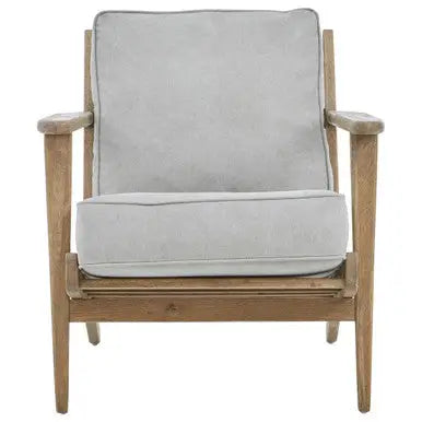 Harry Grey Linen and Dark Oak Wood Armchair