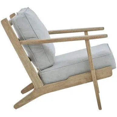 Harry Grey Linen and Dark Oak Wood Armchair