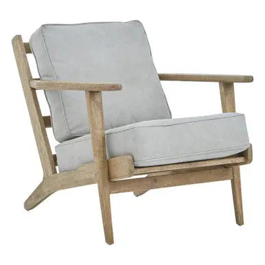 Harry Grey Linen and Dark Oak Wood Armchair