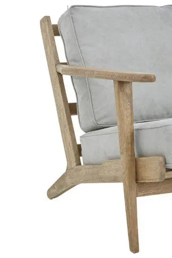 Harry Grey Linen and Dark Oak Wood Armchair
