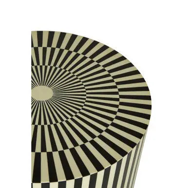 Hassa Ivory and Black Cylindrical Stool and Side Table