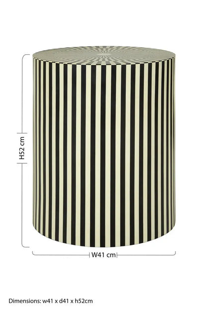 Hassa Ivory and Black Cylindrical Stool and Side Table