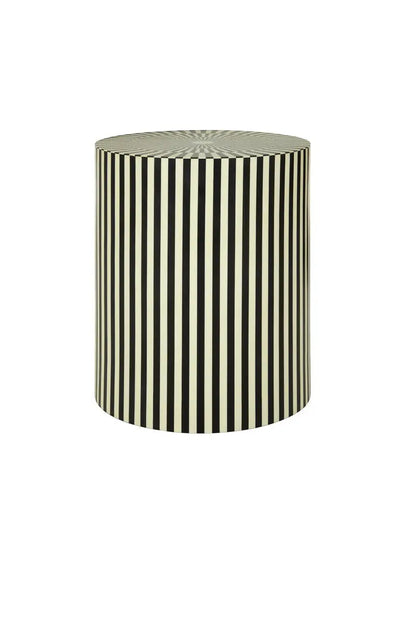 Hassa Ivory and Black Cylindrical Stool and Side Table
