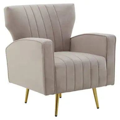 Hayley Mink Velvet Armchair with Gold Finish Legs