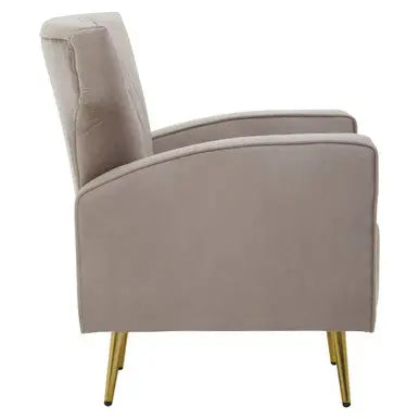 Hayley Mink Velvet Armchair with Gold Finish Legs