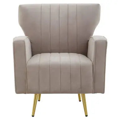 Hayley Mink Velvet Armchair with Gold Finish Legs