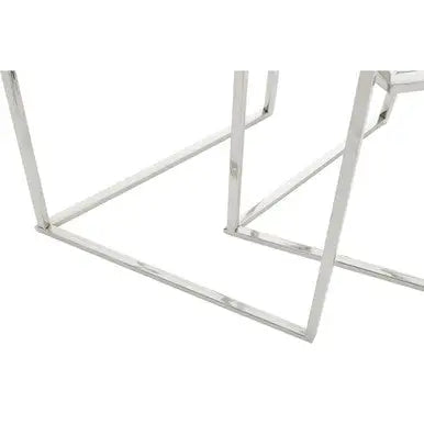 Herber Silver Finish Set of 2 Hexagonal Nesting Tables