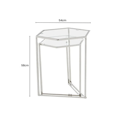 Herber Silver Finish Set of 2 Hexagonal Nesting Tables