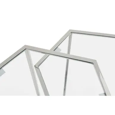Herber Silver Finish Set of 2 Hexagonal Nesting Tables