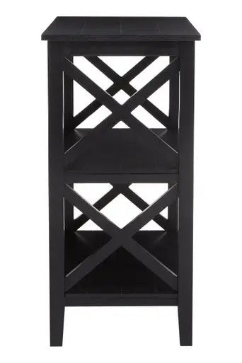 Heritage Black Wooden 2 Tier Bookshelf with Cross Detail