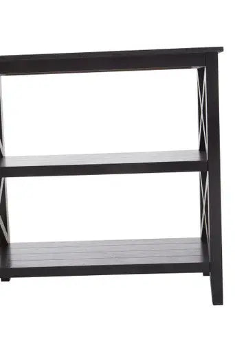 Heritage Black Wooden 2 Tier Bookshelf with Cross Detail