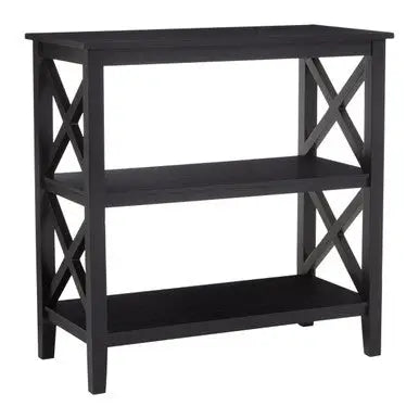 Heritage Black Wooden 2 Tier Bookshelf with Cross Detail