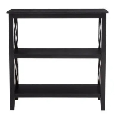 Heritage Black Wooden 2 Tier Bookshelf with Cross Detail