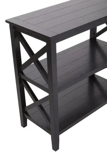 Heritage Black Wooden 2 Tier Bookshelf with Cross Detail
