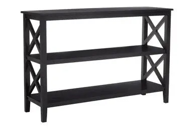 Heritage Black Wooden Large 2 Tier Bookshelf with Cross Detail