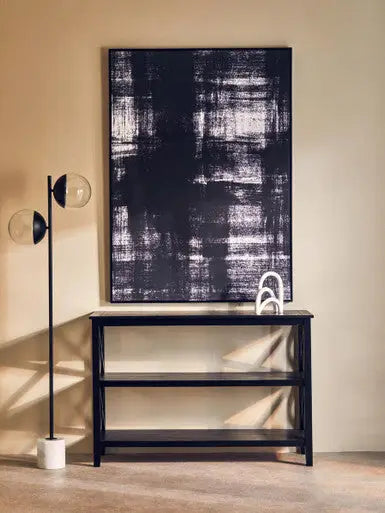 Heritage Black Wooden Large 2 Tier Bookshelf with Cross Detail