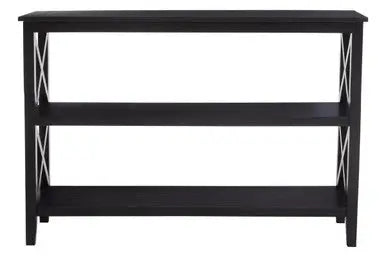 Heritage Black Wooden Large 2 Tier Bookshelf with Cross Detail