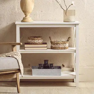 Heritage Two Shelf White Bookcase