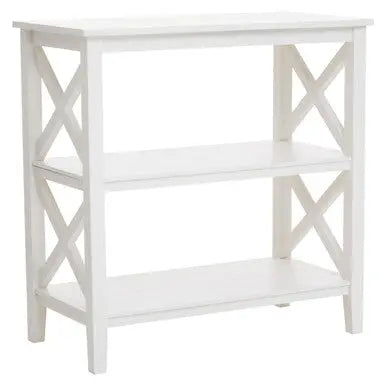 Heritage White Wooden 2 Tier Bookshelf with Cross Detail