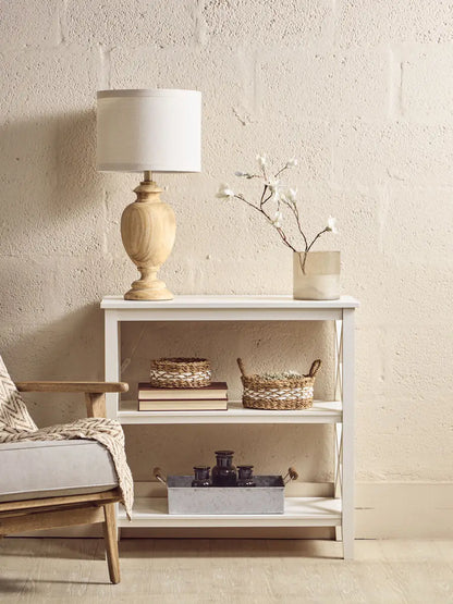 Heritage White Wooden 2 Tier Bookshelf with Cross Detail