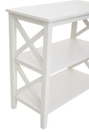 Heritage White Wooden 2 Tier Bookshelf with Cross Detail