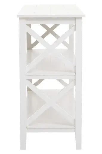 Heritage White Wooden Large 2 Tier Bookshelf with Cross Detail