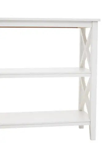 Heritage White Wooden Large 2 Tier Bookshelf with Cross Detail