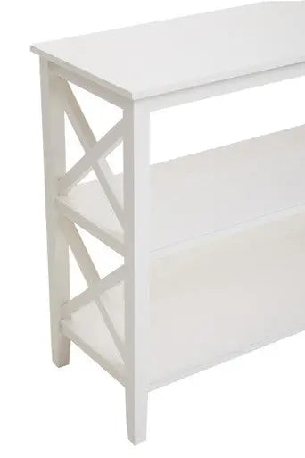 Heritage White Wooden Large 2 Tier Bookshelf with Cross Detail