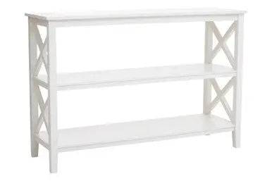 Heritage White Wooden Large 2 Tier Bookshelf with Cross Detail