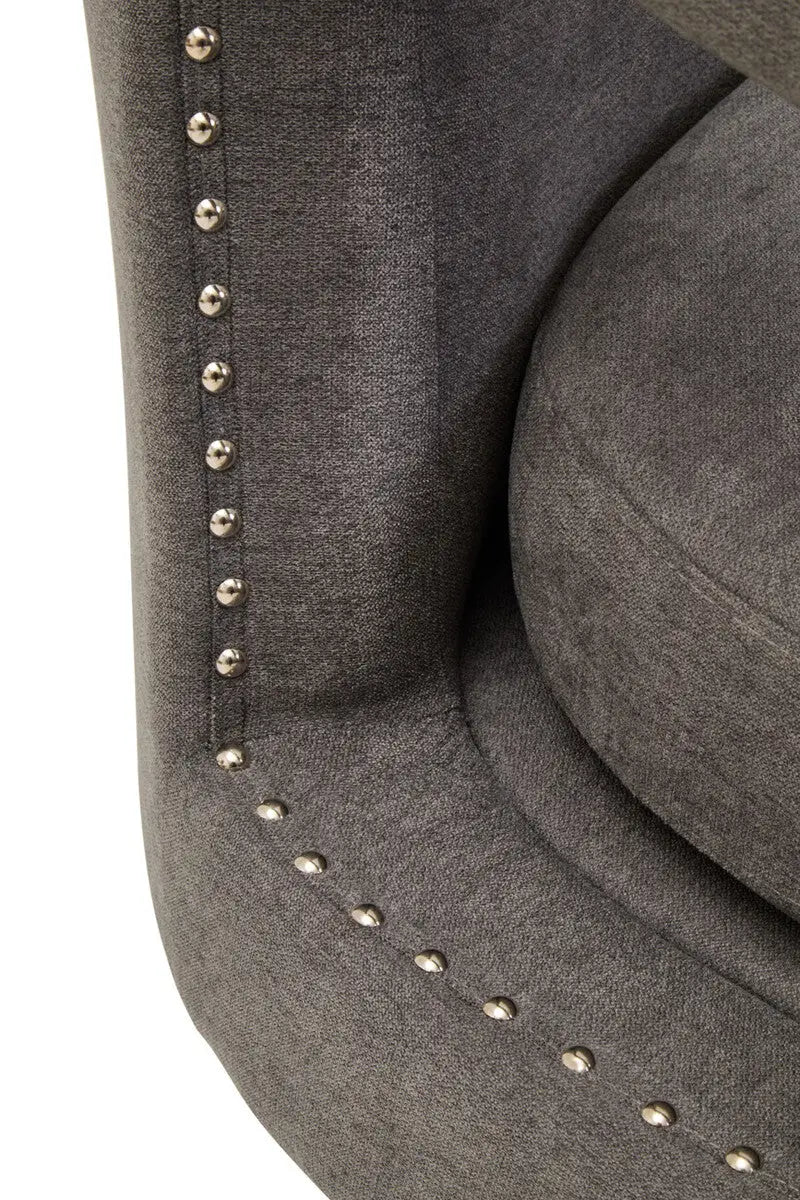 Hestia Ash Velvet Swivel Chair with Matte Black Base