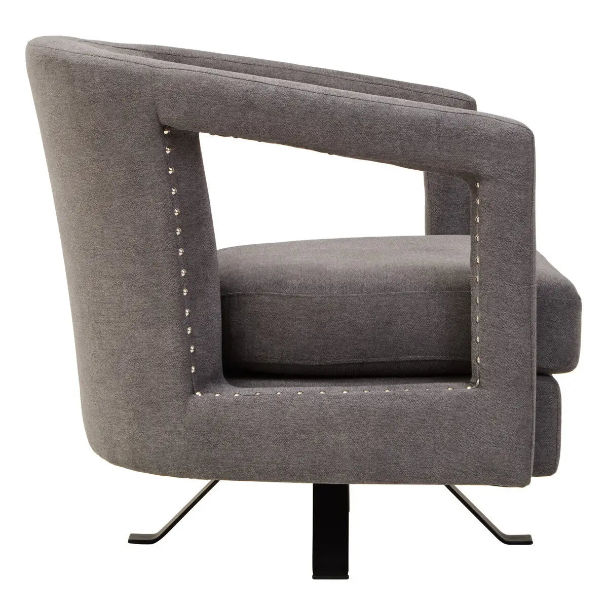 Hestia Ash Velvet Swivel Chair with Matte Black Base
