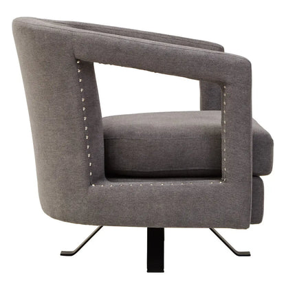 Hestia Ash Velvet Swivel Chair with Matte Black Base
