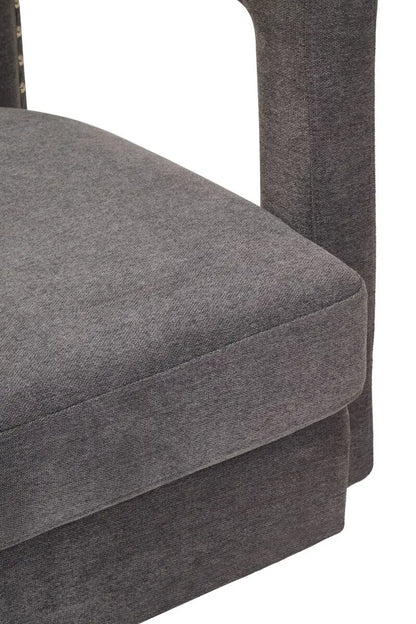 Hestia Ash Velvet Swivel Chair with Matte Black Base