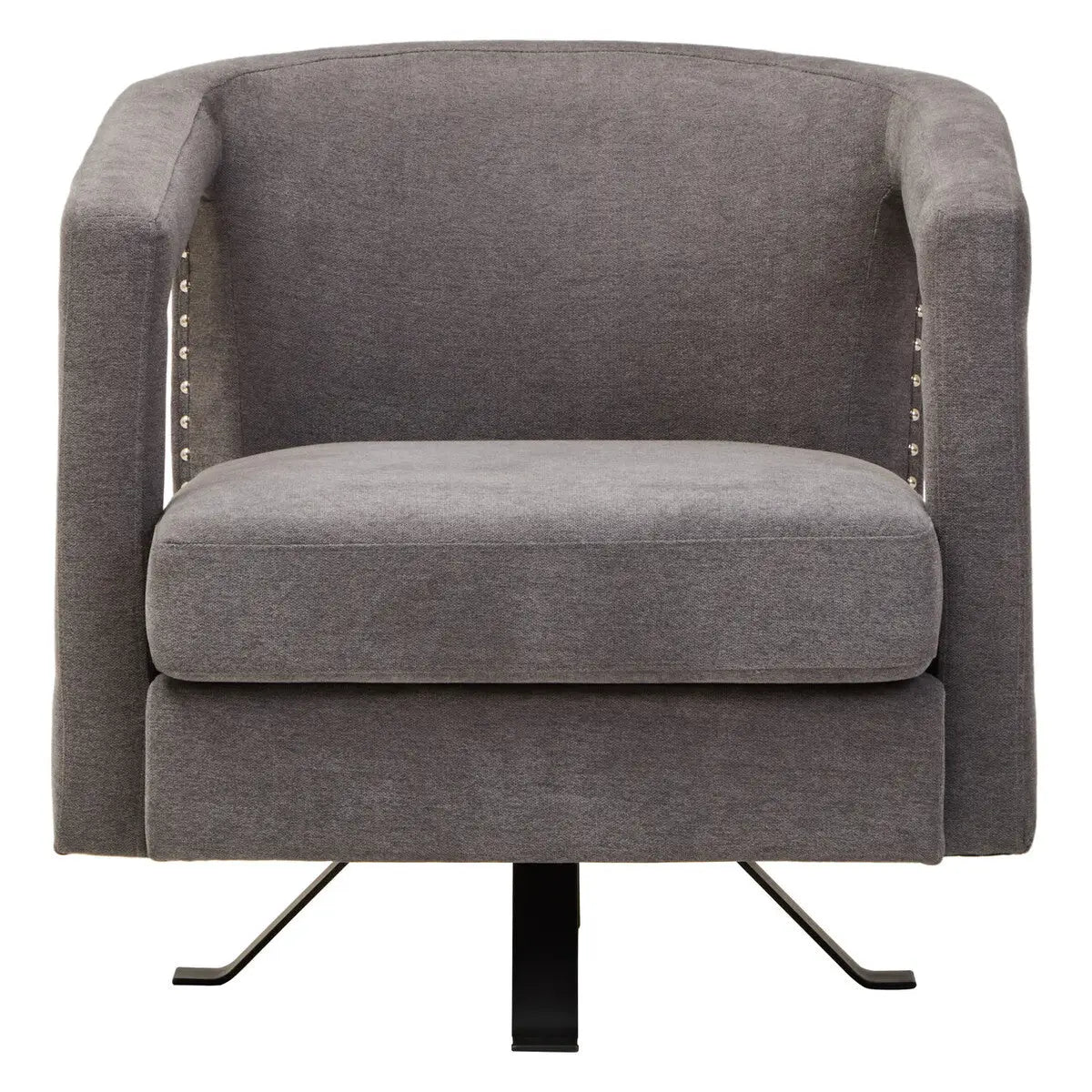 Hestia Ash Velvet Swivel Chair with Matte Black Base