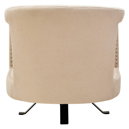 Hestia Beige Velvet Swivel Chair with Matte Black Base