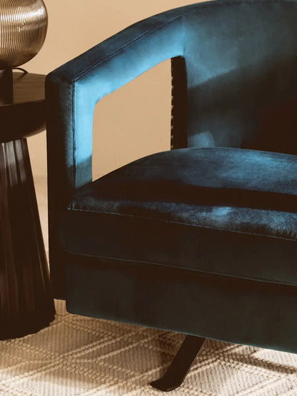 Hestia Blue Velvet Swivel Chair