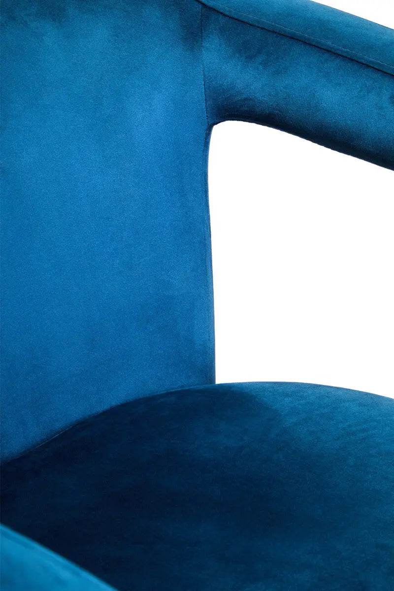 Hestia Blue Velvet Swivel Chair with Matte Black Base