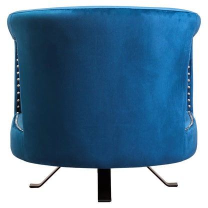 Hestia Blue Velvet Swivel Chair with Matte Black Base