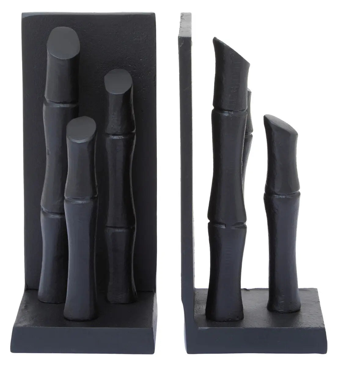 Hiba Set Of Two Black Finish Bamboo Effect Bookends