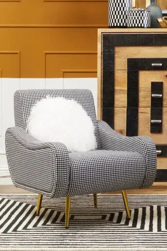 Holli Black And White Houndstooth Pattern Armchair